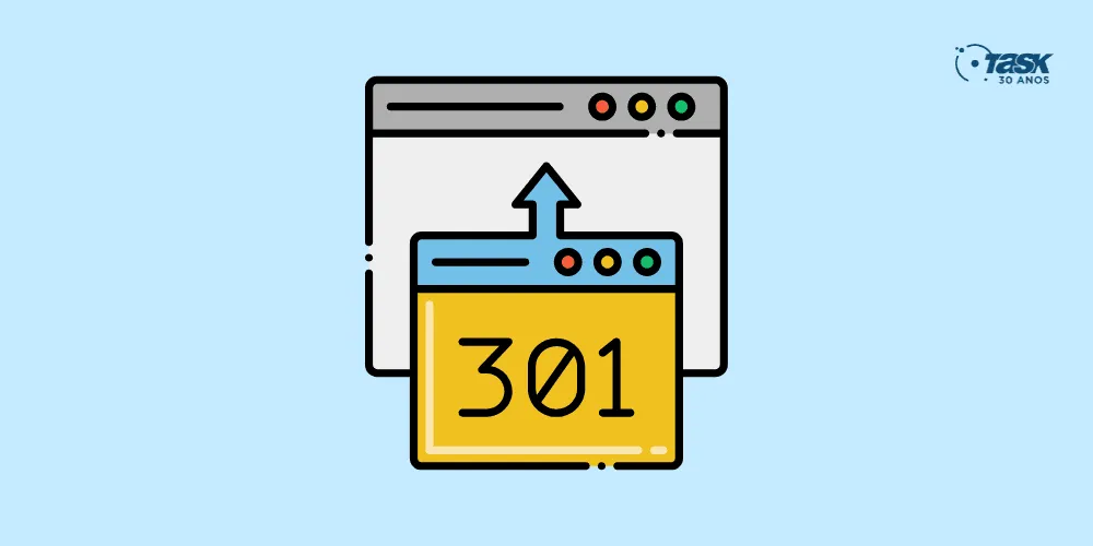 Ilustração com dois navegadores e um deles está escrito o número 301.