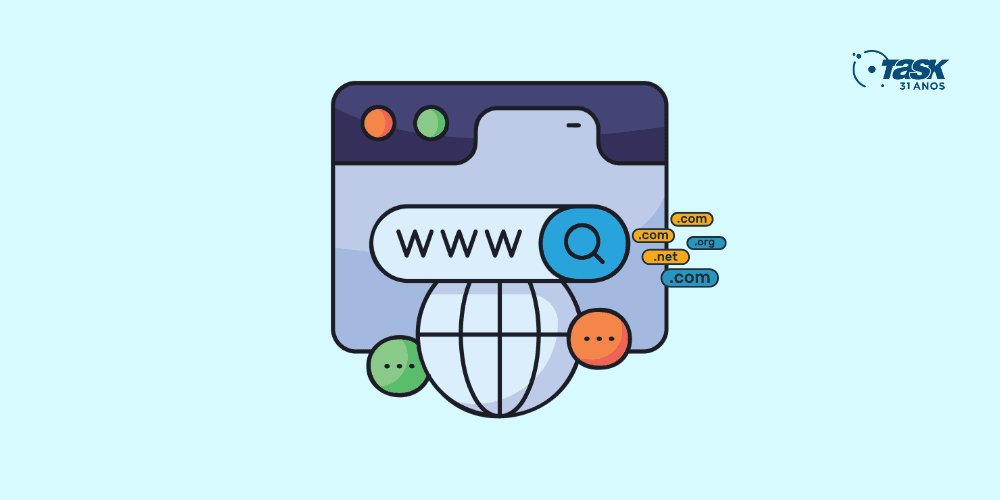 Ilustração de um navegador para ilustrar as extensões de domínio