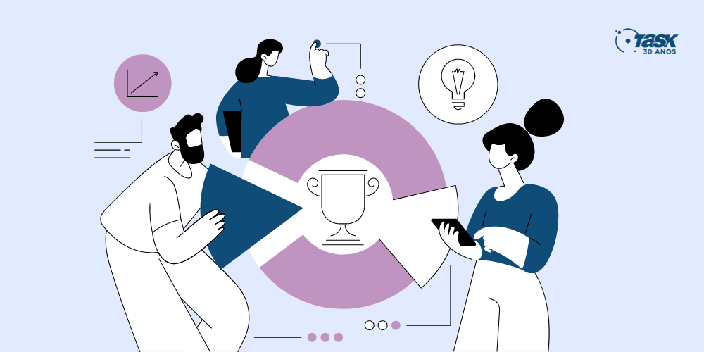 Ilustração para demonstrar a criação de identidade visual para empresa.