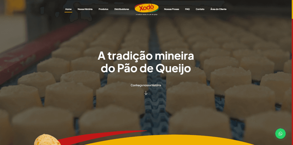 Print do site do Xodó me Minas para exemplificar um site institucional.