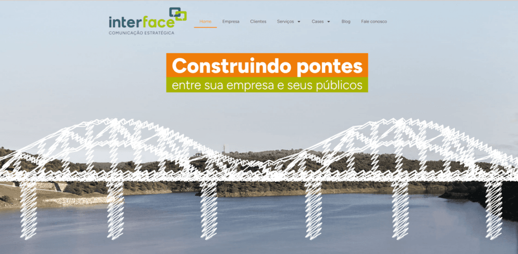 Print do site da Agência Interface Comunicação para exemplificar um site institucional.