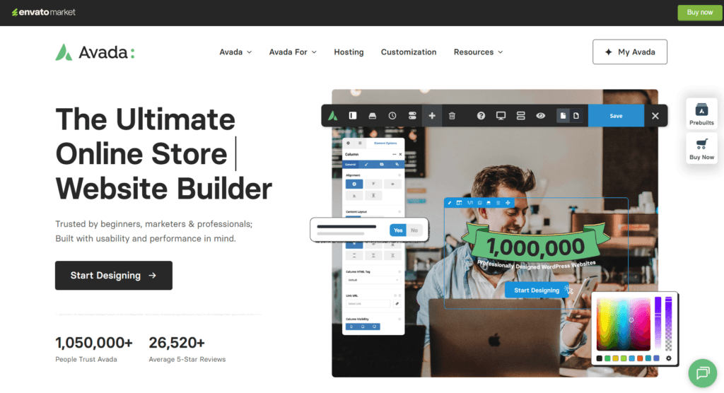 Print da imagem do tema Avada.