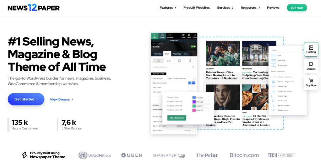 Print do tema WordPress Newspaper.