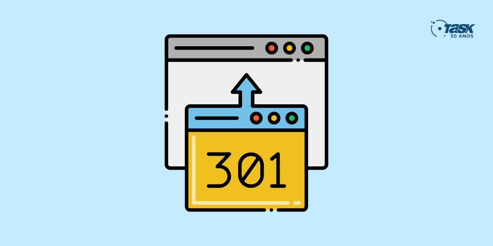 Ilustração com dois navegadores e um deles está escrito o número 301.
