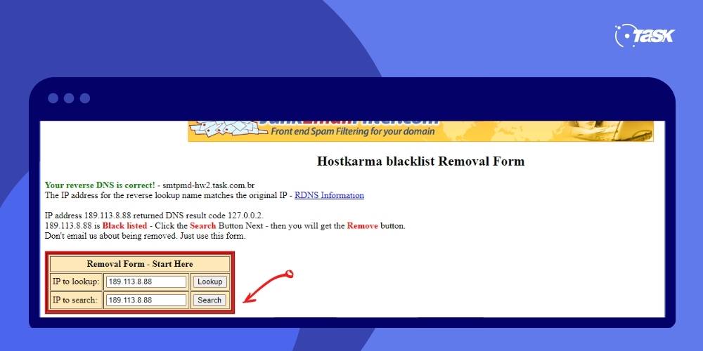 Como retirar IP de Blacklist - passo 2