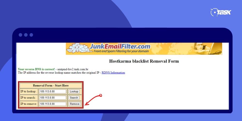 Como retirar IP de blacklist - Passo 3